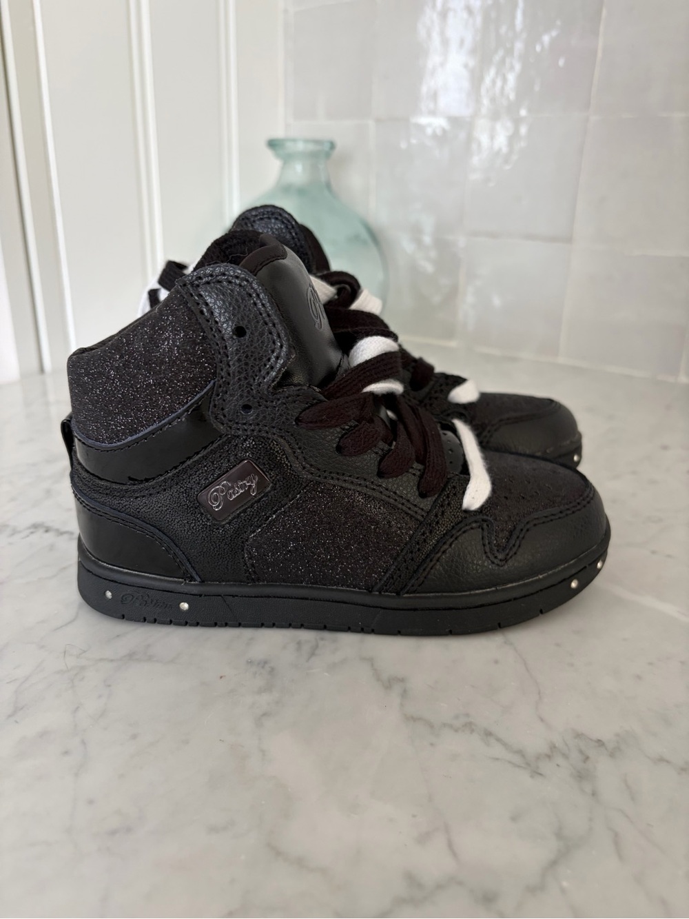Pastry Black Kids Glitter High-Top Sneakers NWT